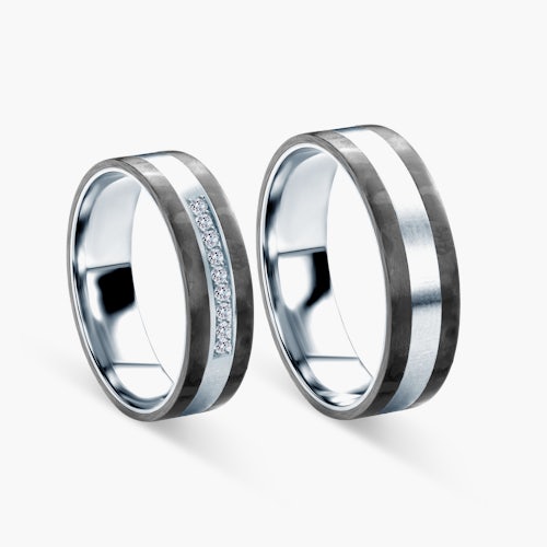 Obrączki ślubne: carbon, tytan, płaskie, 6 mm